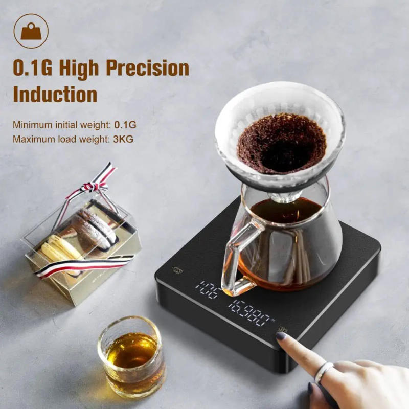Description Picture 3 of itemIntelligent Hand Brewed Coffee Electronic Scale Timing Kitchen Scale Black Household Food Baking Scale