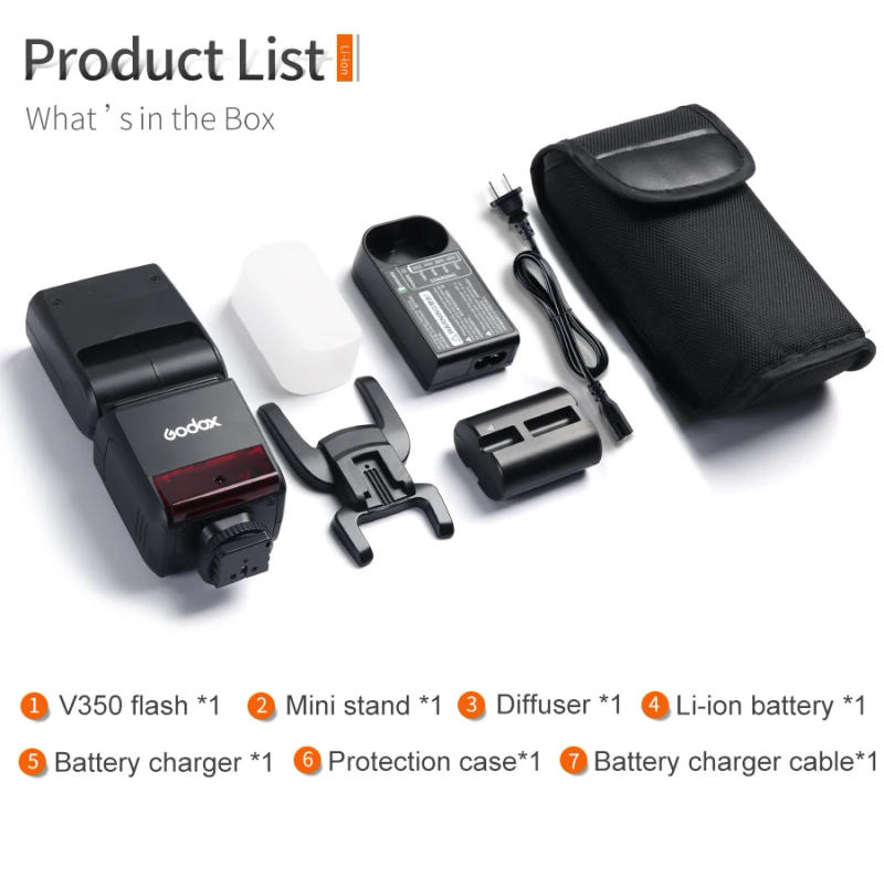 Description Picture 4 of itemGodox V350C V350N V350S V350F V350O TTL HSS Camera Speedlite Flash Built-in Lithium Battery for Canon Nikon Sony Fuji Olympus
