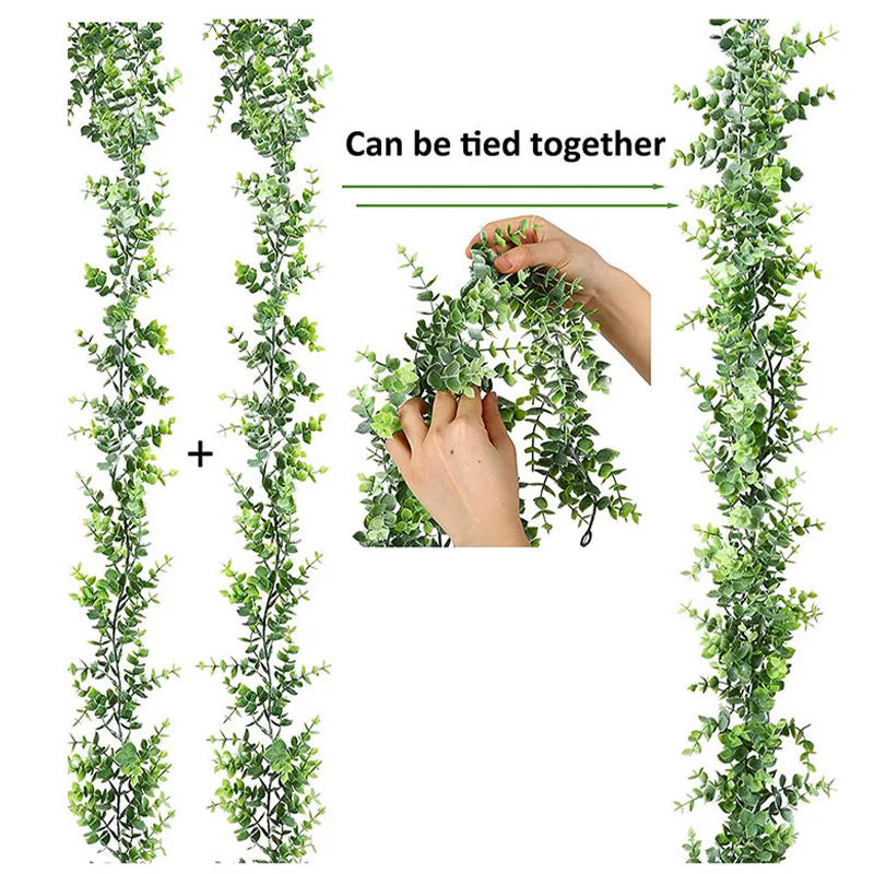 Description Picture 4 of item180cm Artificial Eucalyptus Garland Rattan for Wreaths DIY Wedding Decorations Arch Wall Backdrop Green Hanging Vine Fake Plants