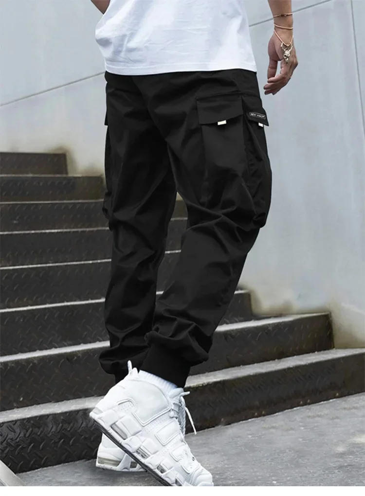 Description Picture 4 of itemMen Letter Graphic Flap Pocket Drawstring Waist Cargo Pants