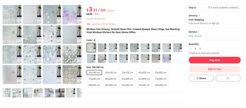 Description Picture 2 of itemWindow Film Privacy, Stained Glass Film, Frosted Opaque Glass Clings, Sun Blocking Vinyl Window Stickers for Door Home Office