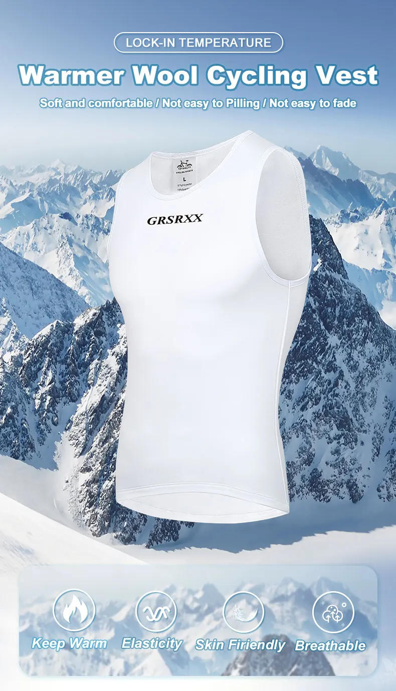 Description Picture 2 of itemGRSRXX Winter Cycling Underwear Base Layer Thermal Fleece Vest Bike Sleeveless Undershirt Sport Man First Layer Jersey White
