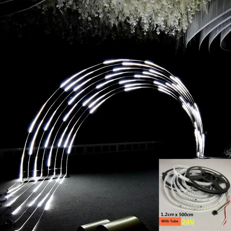 Description Picture 3 of item16.5FT 5M 24V Flow LED Strip Track Light waterproof DC24 SMD2835 For Outdoor Flexible Linear Strip Decorative Backlit Neon Light