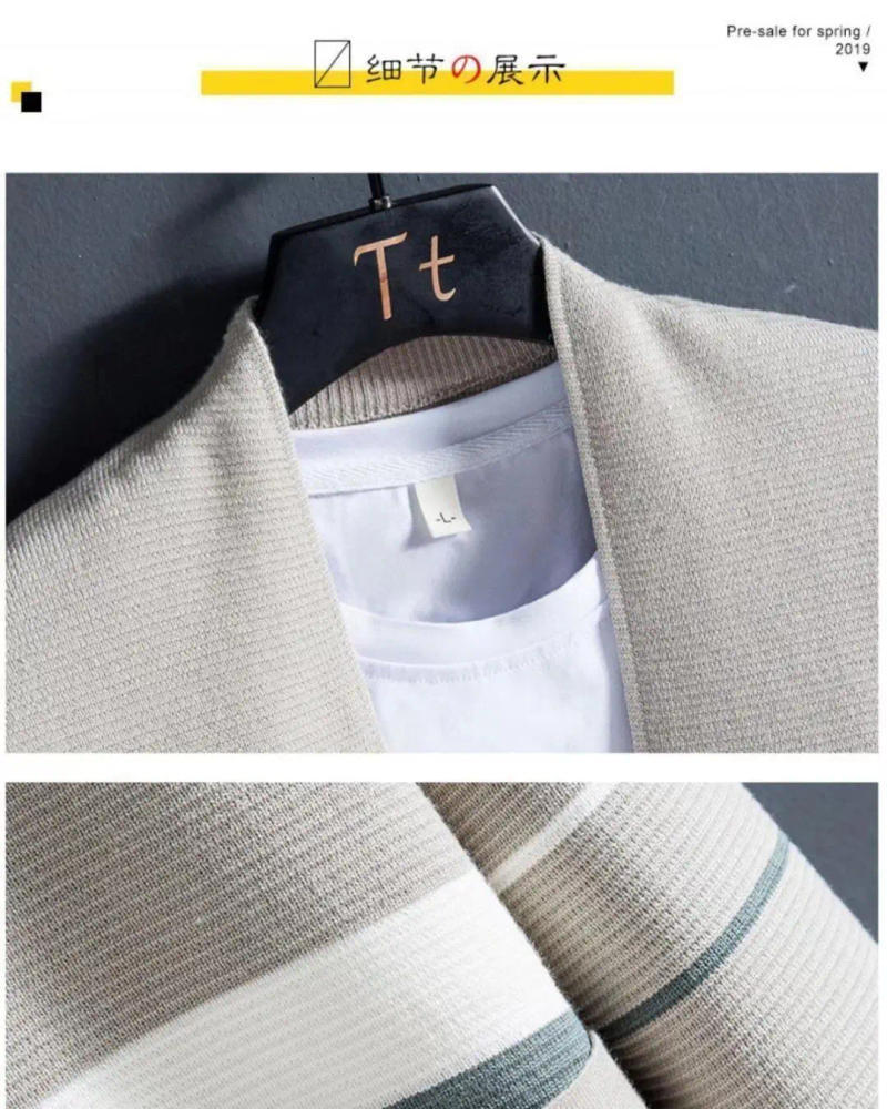 Description Picture 4 of itemSpring Autumn Sweater Casual Cardigan Fashion Men's Jacket V-neck Long Sleeves Contrasting Color Pockets Casual Knitted Tops