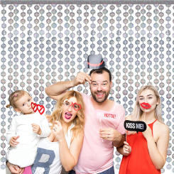 1x2m Silver PET Disco Ball Backdrop Disco Party Decorations Earth Foil Tinsel Curtain Wedding Birthday Baby Shower Decorations