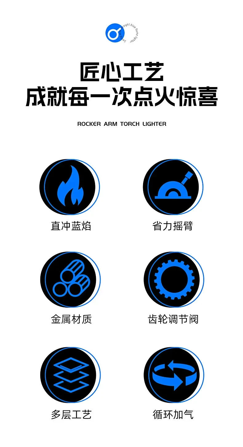 Description Picture 3 of itemCreative Metal Arm Ignition Windproof Jet Blue Flame Inflatable Lighter Portable Butane Gas Cigar Lighters Smoking Accessories