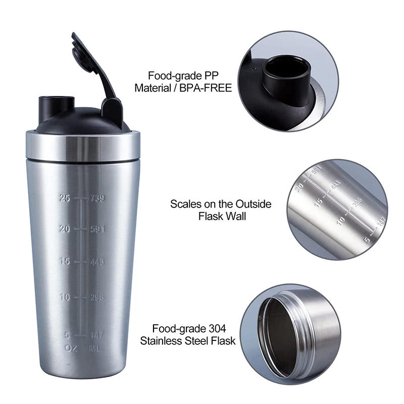 Description Picture 3 of itemStainless Steel Protein Shaker Cup Portable Fitness Sports Mug Nutrition Shakers Cup Water Bottles Water Cup Portable Shakers