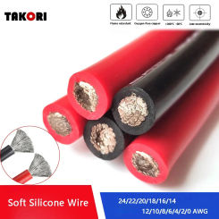 Super Soft Silicone Wire Electric Cable 24 22 20 18 16 14 12 10 8 6 4 2 0 AWG Flexible Automotive Tin-plated Copper Wires