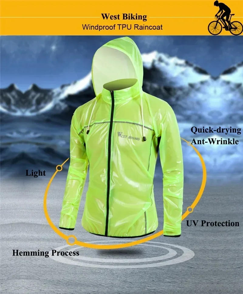 Description Picture 5 of itemWEST BIKING Waterproof MTB Mountain Bike Raincoat Men Women Cycling Clothing Windbreaker Rain Jacket Bicycle Jerseys