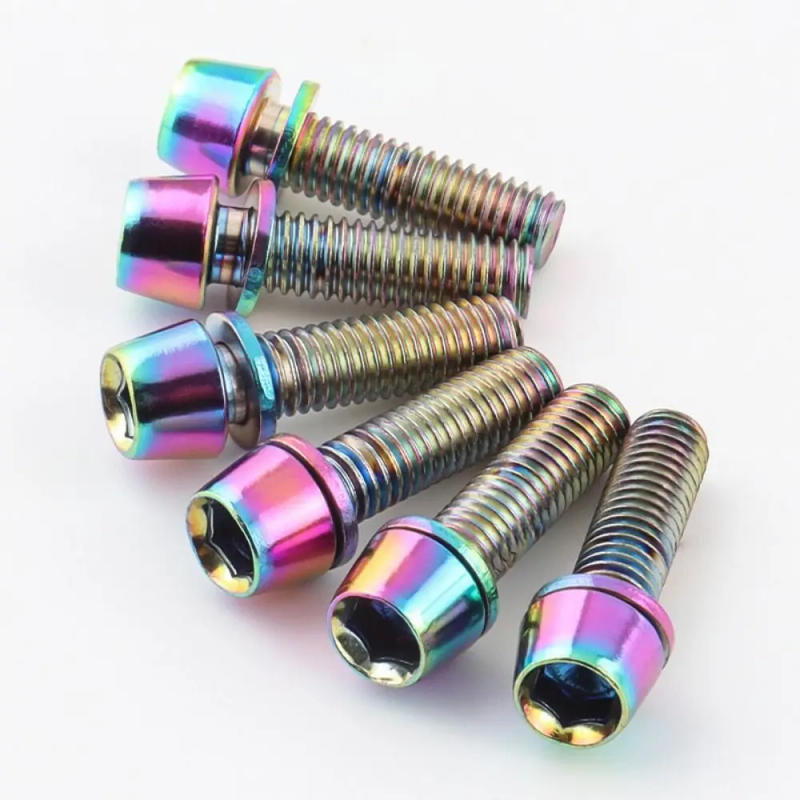 Description Picture 5 of item6pcs/set Stainless Steel Bicycle Handlebar Screws M5 * 17MM Titanium-plated Bike Handle in Bolts Stem Riser Colorful