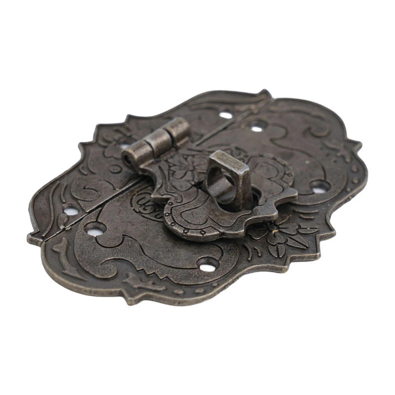 Description Picture 5 of itemBuckle Cabinet Hinge Box Lock Bronze Carving DIY Hardware Accessories Padlock Key Small Suitcases Wooden Box Hasp