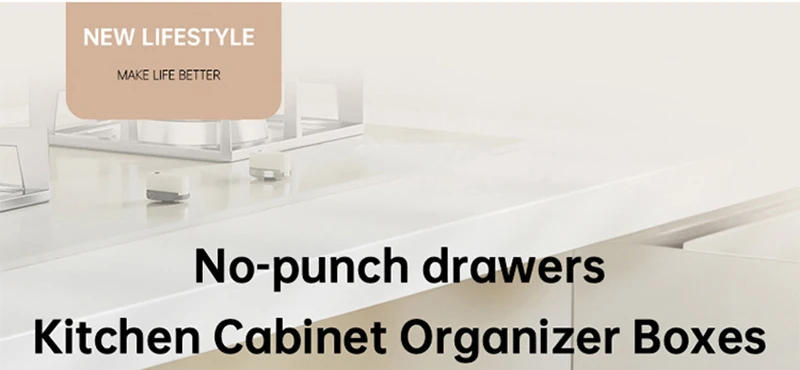 Description Picture 5 of itemKitchen Storage Rack with Slide Rails Pull-out Kitchen Drawer Type Storage Tray Spice Box Trays Storage Rack Cabinets Organizer