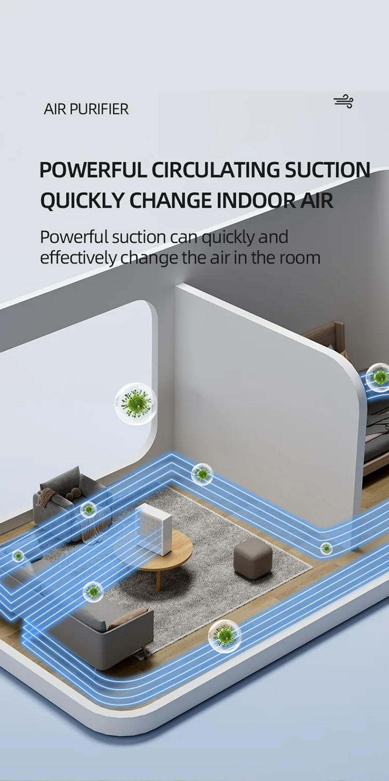 Description Picture 5 of itemDesktop Air Purifier With HEPA Filter Portable Air Cleaner Odor Remover Air Freshener for Car Bedroom Office Mini Air Purifier