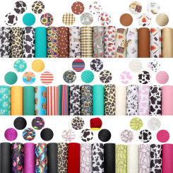 4-5 Pcs/set 20*33cm Animal Leopard Cow Faux Leather Sheets Set Christmas Synthetic Leather Fabric DIY Earrings Bow Craft,1Yc6284