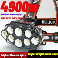 8LED Powerful Rechargeable Head Flashlight for Fishing Led Headlamp Camping Headlights Hunting Torch Hiking Front Lanterns