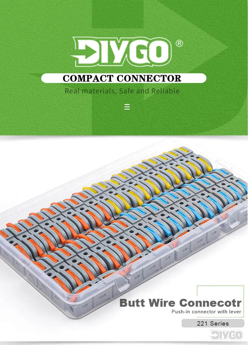 Description Picture 2 of item40PCS Lever Wire Connectors 1 in 1 out Quick Connect Electrical Splicing Kit for Compact Inline Terminals - 28-12 AWG