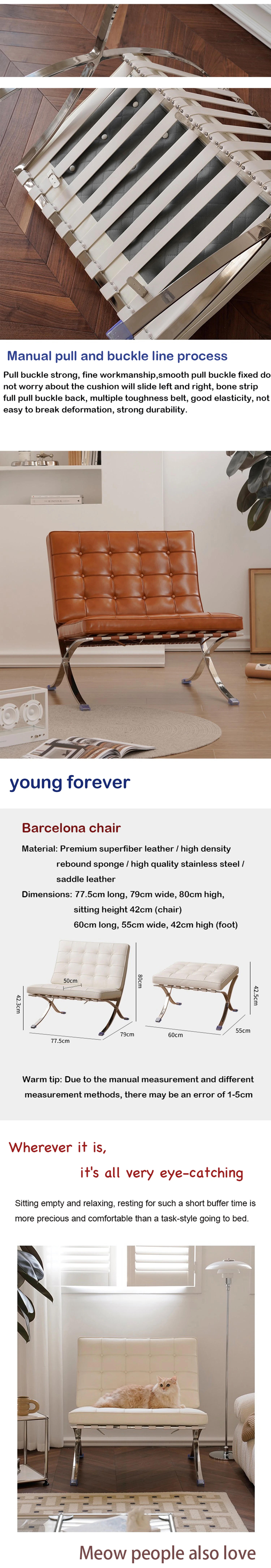 Description Picture 4 of itemBarcelona Chair Nordic Single Balcony Antique Metal Style Living Room Office Negotiation Chair Designer Leisure Chair