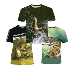 Funny Fishinger Carp Fish Fisherman T Shirt Men Short Sleeve Polyester fiber T-shirts Man Camisetas Cool Summer T-shirt