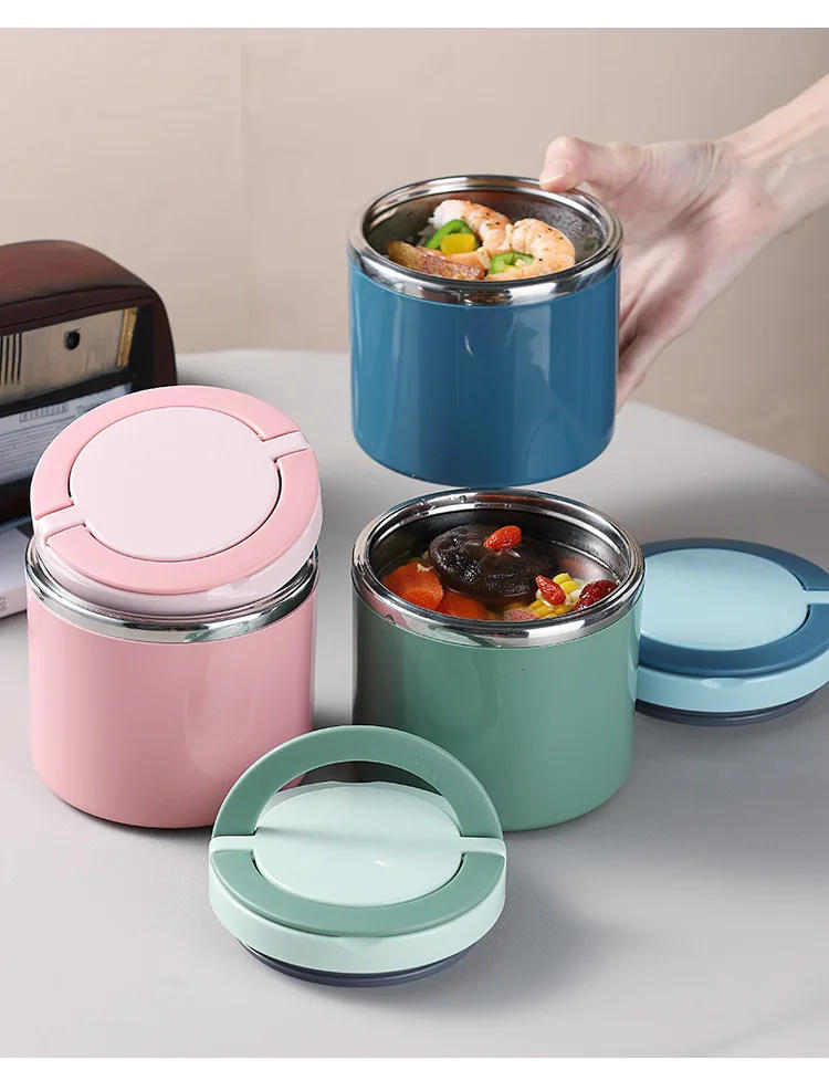 Description Picture 3 of item630/1000ml Thermal Jar Food Grade Insulated Soup Cup Thermos Containers Stainless Steel Roumd Style Thermo Keep Hot Lunch Box