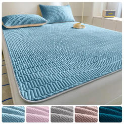 Latex Bed Sheets Bed Cover Washable Non-Slip Solid Covers solid color Mattress Topper Summer Bedspread For Bed Summer Dust Mat
