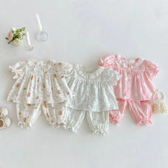 Girl's Cartoon Set 2025 New Summer Baby Thin Rabbit Pajama Trendy Full Edition Printed Sleep Pants Two Piece Set