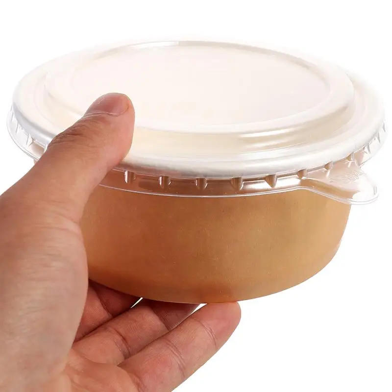 Description Picture 4 of item20pcs Bowls Paper Containers Lids With Soup Disposable Meal Cups Salad Food Kraft Box Cream Ice Snack Storage Candy Round Sundae