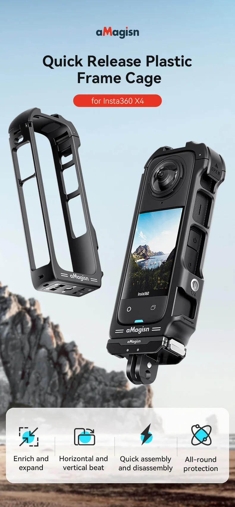 Description Picture 2 of itemaMagisn For Insta360 X4 Expands the Protective Frame for the Rabbit Cage Panoramic Camera