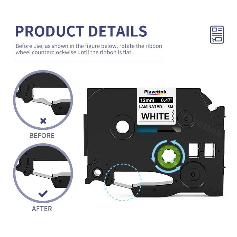 Description Picture 3 of itemCIDY 6mm tze-211 Compatible laminated tze 211 tze211 Black on white Label Tape tz-211 for p-touch printer tze-111
