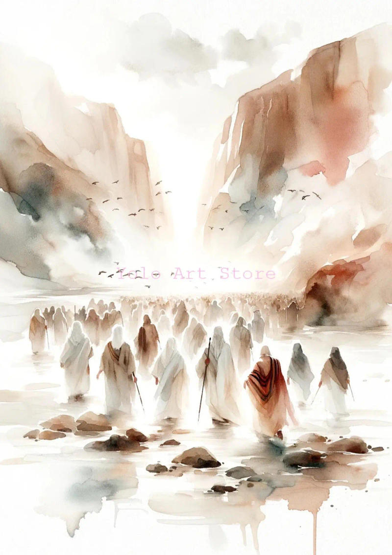 Description Picture 3 of itemChristian Watercolor Wall Art - Jesus & Lamb Canvas Print, Bible-Inspired Home Decor for Living Room and Nursery, Ideal Gift