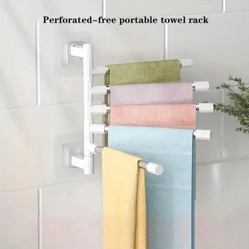 Description Picture 2 of item1pc Stainless Steel Rotatable Towel Rack, Kitchen & Bathroom Rotatable Towel Holder Shelf