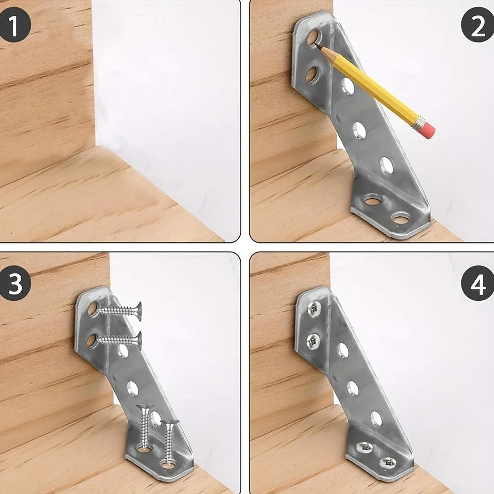 Description Picture 4 of itemSet of 20 stainless steel corner brackets with screws, L-shaped corner brackets, used for wooden furniture