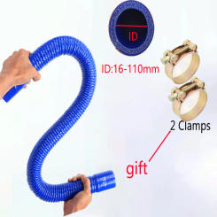 Blue silicone hose, built-in steel wire silicone hose, 300-1000mm length hose, radiator tube, matching European style hose clamp