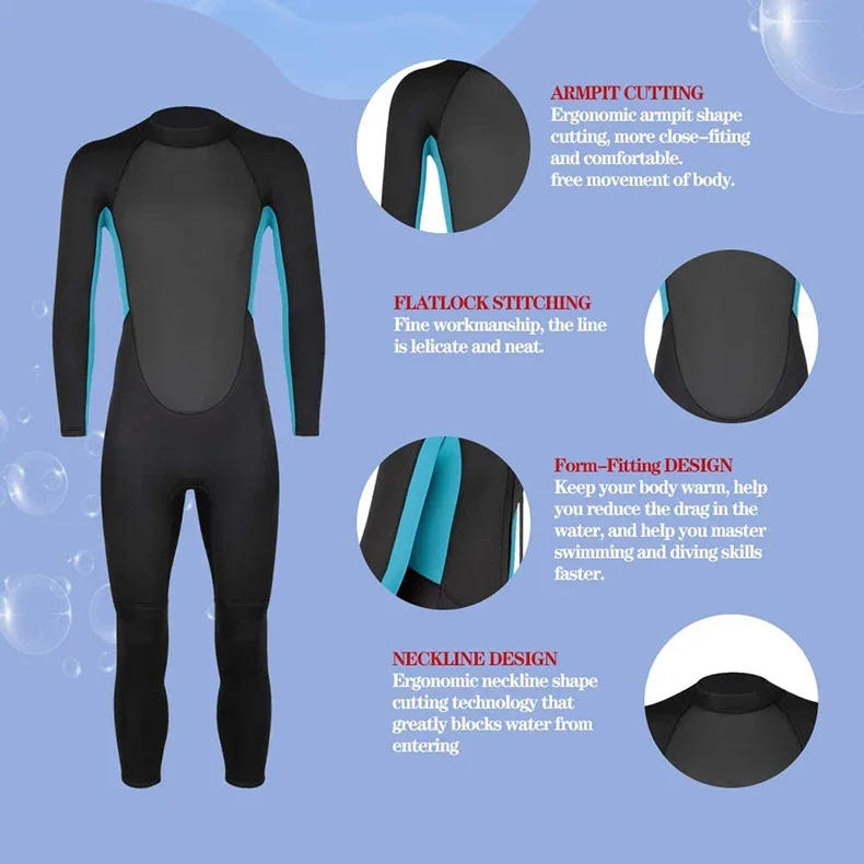 Description Picture 6 of itemWetsuit Kids 3mm Neoprene Full Suits Long Sleeve Boy Surfing Diving Swimsuit Rash Guard For Underwater Scuba Swimwear Freediving