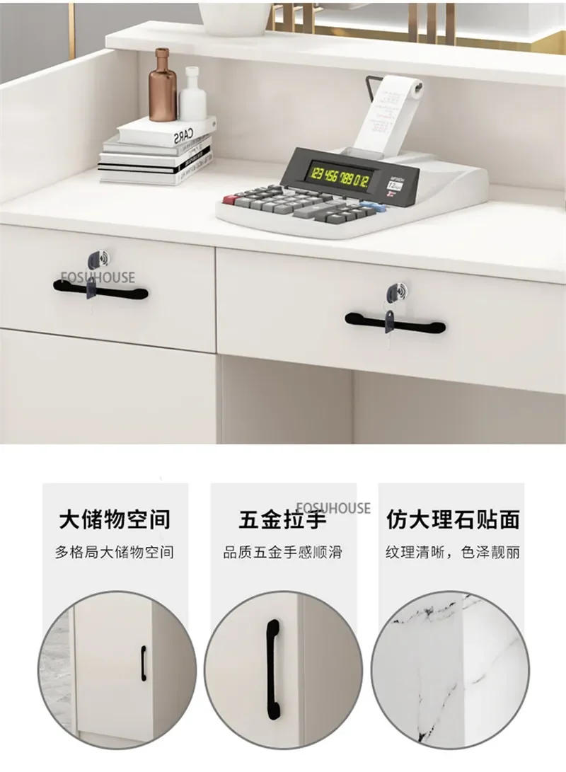 Description Picture 6 of itemNordic Reception Desk For Office Furniture Wood-based Panel Desks Creative Designer Clothing Store Checkout Counter Desk Table L