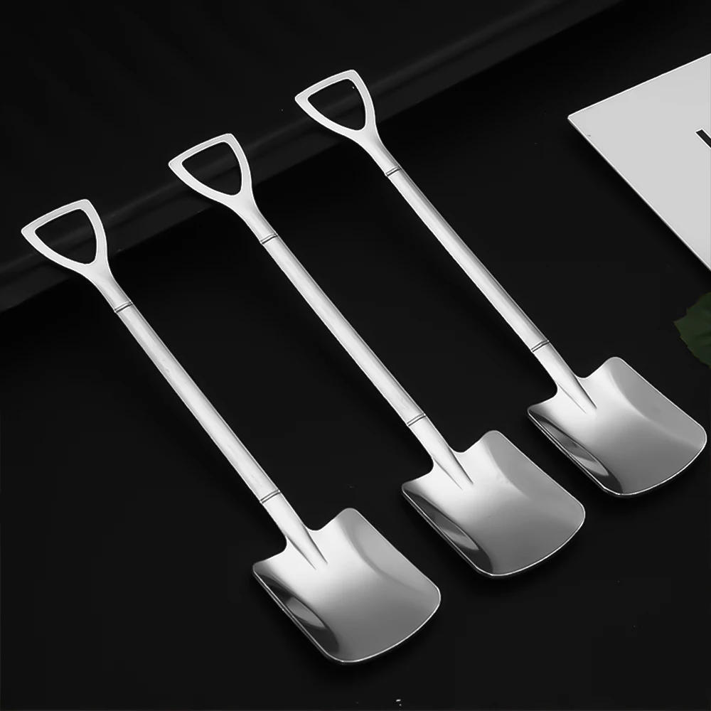 Description Picture 3 of item6/2/1Pcs Stainless Steel Shovel Spoon Creative Tea Coffee Spoons Cream Dessert Watermelon Tiny Scoop Home Tableware Cutlery Set