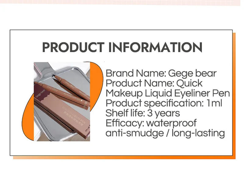 Description Picture 3 of itemGege Bear Liquid Eyeliner Pen Waterproof, Smudge-proof, Fast and Precise Makeup, Quick and Smooth Drying