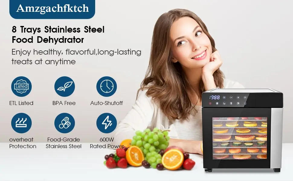 Description Picture 2 of itemFood Dehydrator Machine 8 Trays Stainless Steel Dehydrator Machine, Capacity Dehydrators