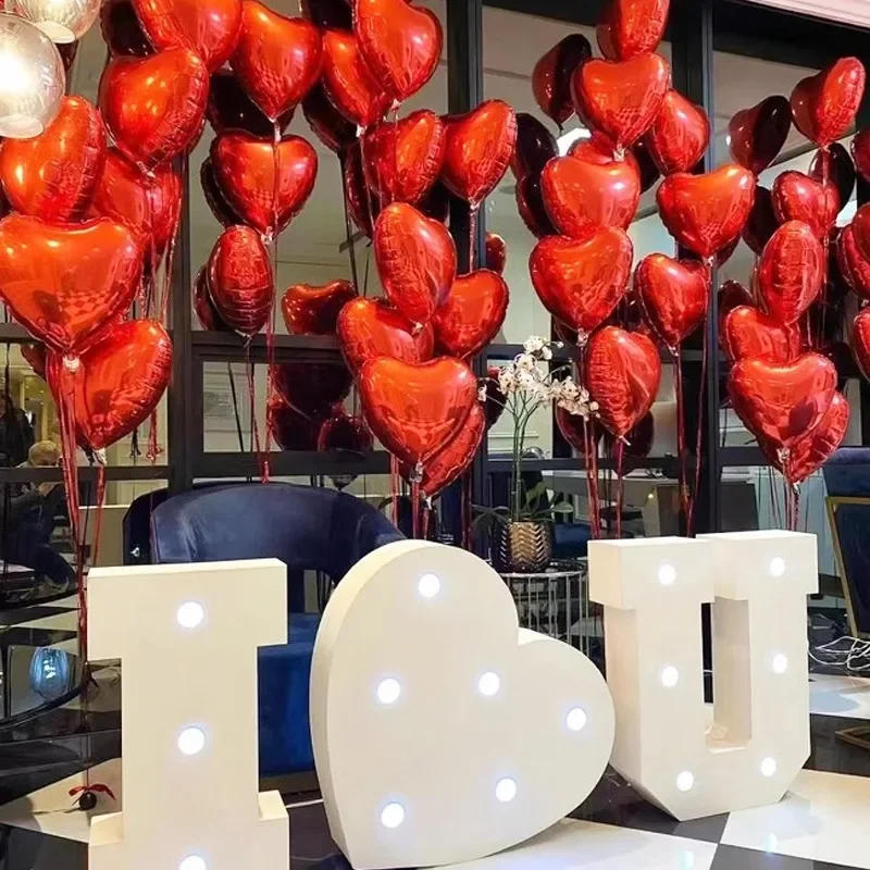 Description Picture 3 of item18 Inch Red Love Heart Foil Balloons Big Helium Globos Aluminum Film Balloon Valentine Day Birthday Wedding Party Decoration