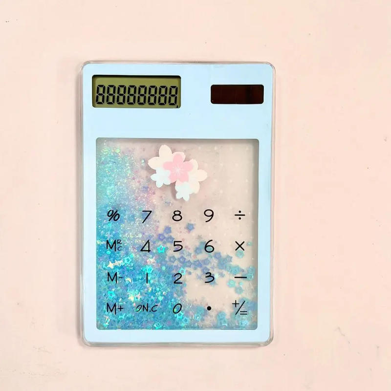 Description Picture 3 of itemQuicksand Mini Solar Calculator Cute Transparent Creative Student Stationery 8 Digits Display School Supplies Student
