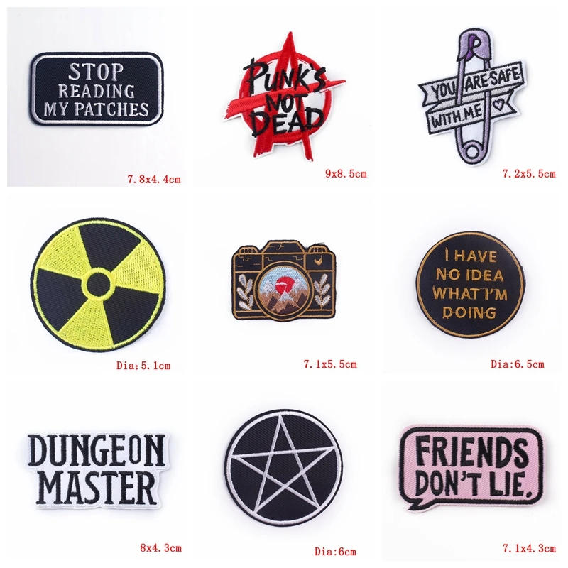 Description Picture 5 of item10PCS/lots Jacket Jeans Embroidered Patches On Clothes DIY Punk/Rock/Letter Patch Iron On Patches For Clothing Flame Sew Sticker
