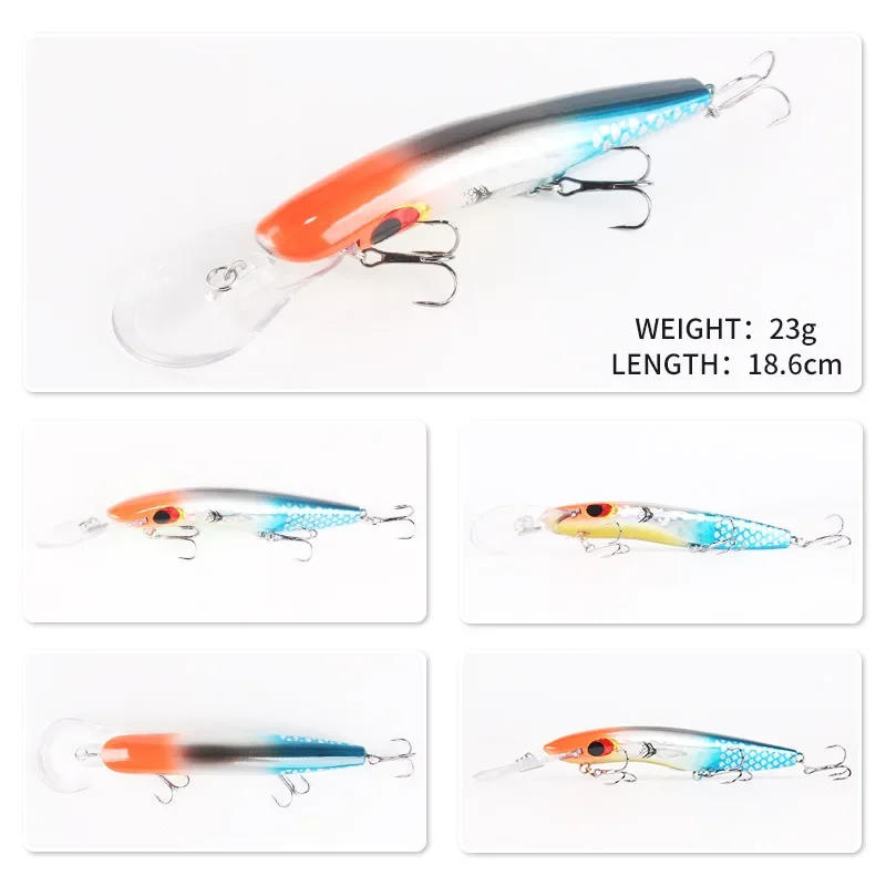 Description Picture 3 of itemVivid Deep Diving 8M+ Big Minnow Wobbler 10 Color Fishing Lures Simulate Bending Trolling for Freshwater Carnivorous Fish