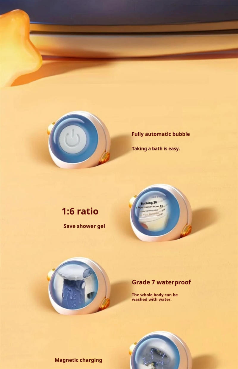 Description Picture 4 of itemAutomatic Dog Soap Dispenser Wireless Mute USB Dog Grooming Frother Cat Deeper Cleaning Bath Shampoo Foam Sprayer Pet Supplies