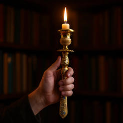 Orthodox Christian Handheld Candle Holder Gold - Plated Metal with Intricate Engravings and Enamel Accents Liturgical Religious