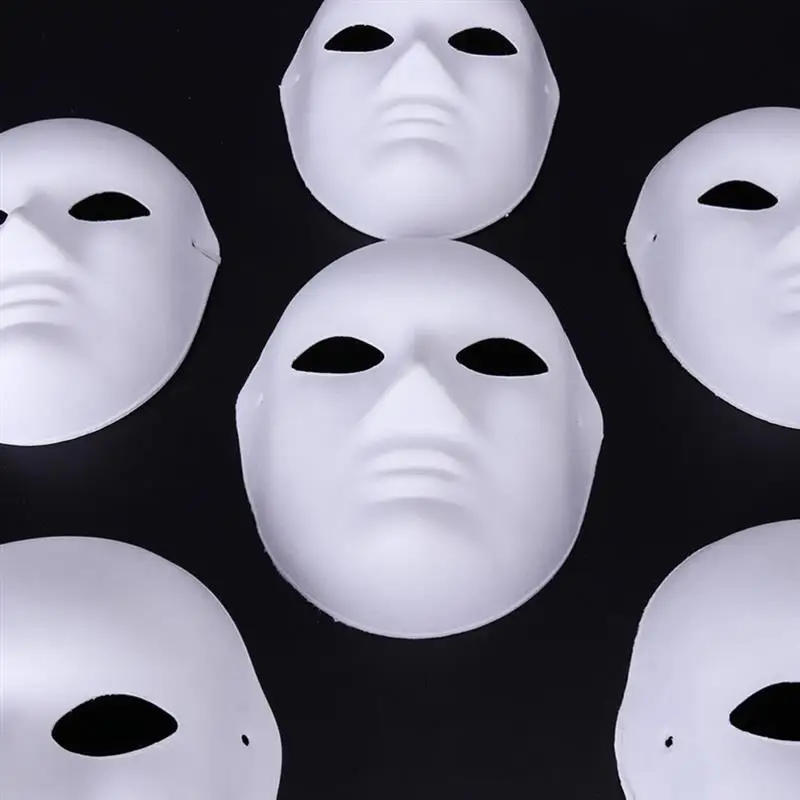 Description Picture 4 of item10pcs White Paper Masks Halloween Mask Full Face Plain Mask DIY Blank Painting Masks Masquerade Cosplay Party Props