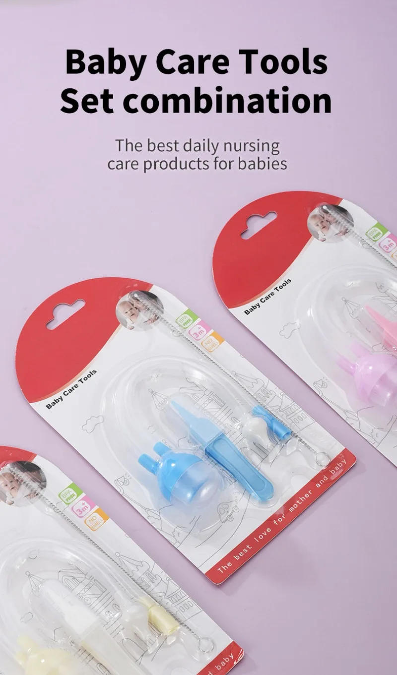 Description Picture 5 of item3Pcs Silicone Baby Nose Cleaner with Tweezer & Brush Set Anti-backwash Child Nasal Aspirator Ear Nose Clean Tweezer Clean Brush