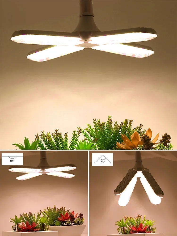 Description Picture 2 of item2/3/4 Leaves LED Folding Full-spectrum Growing Lamps 24/36/48W Succulent  Flower and Vegetable Greenhouse Seedling Fill Lights