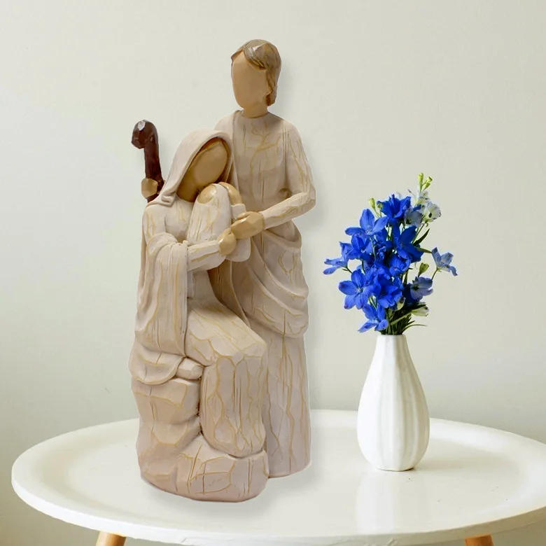 Description Picture 5 of itemResin Nativity Statue Holy Family Jesus Our Lady of Mary Figurine Catholic Birth of Christ Manger Group Christmas Decoration