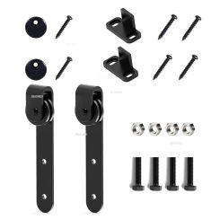 Cabinet Sliding Door Barn Track Hardware Wood Rail Carbon Steel System Slide Roller End Caps Floor Guide Kit