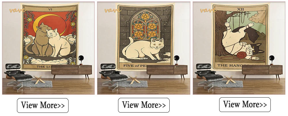 Description Picture 4 of itemPsychedelic Black Cat Tapestry Wall Hanging Rose and Sunbeam Art Nouveau Floral Wall Art Animal Cat Lovers Gift Home Decor