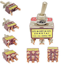 1PCS,High-end Toggle Rocker Button Switch,2/3/4/6/8/9/12 Pin,Self Reset/Self-locking,Silver Contact Copper Pin,12mm,250V 15A